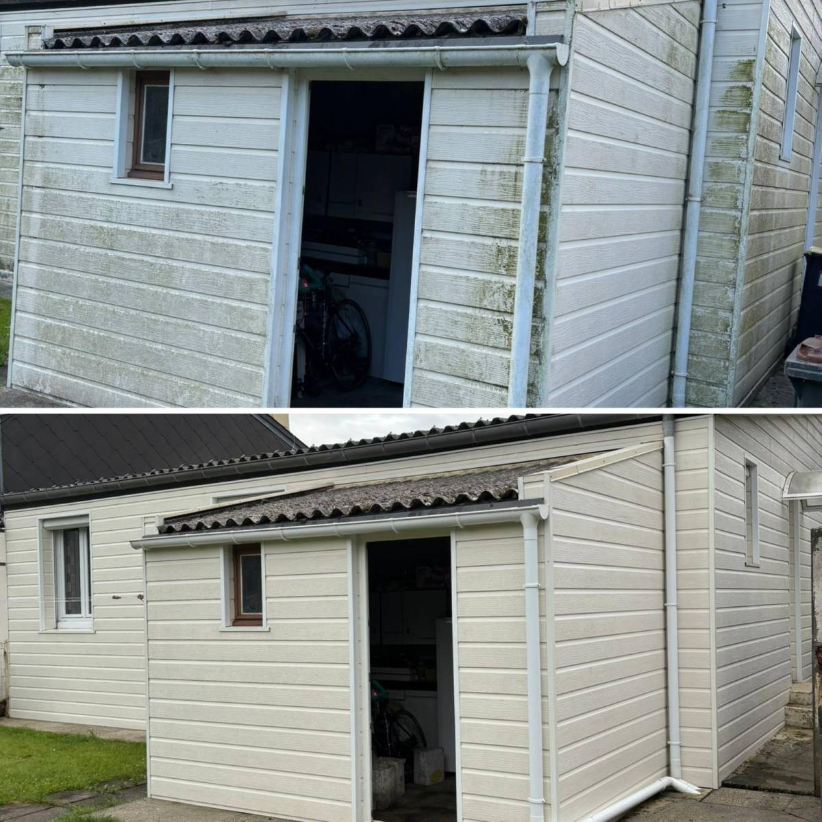 Nettoyage à la vapeur d'un bardage PVC aspect bois en Haute-Normandie (76)